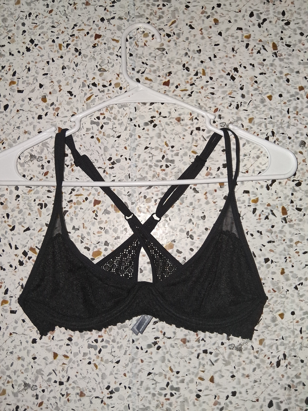 Aerie Minimizer Bra Size 34B Black No Padding With Wires Lace